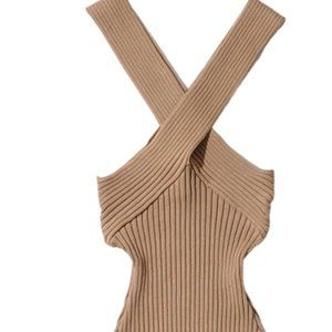 Goodnight Macaroon 'Ervina' Cross Neck Ribbed Bodysuit